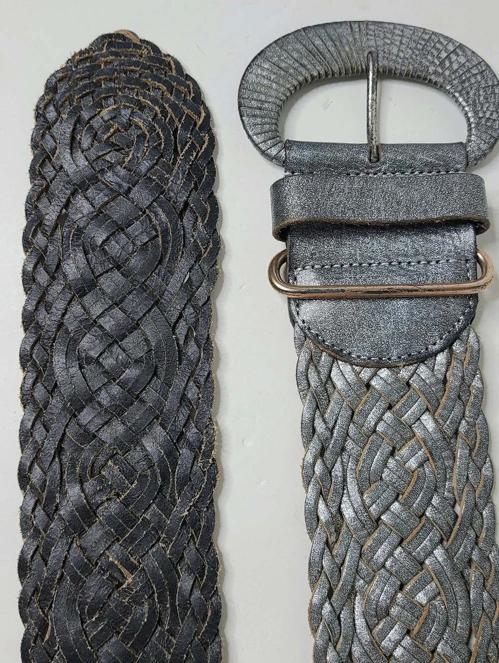 Linea Pelle Handmade Wide Oversized Braided Woven Genuine Leather Belt
